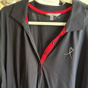 Ulla Popken Polo shirt black and red trim NWOT super cute 32/34